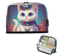 Simpatico gatto cartone animato gattino matita borse di stoccaggio matite sacchetto cerniera astuccio grande carino penna sacchetto ragazze stampa animale cancelleria per bambini rientro a scuola