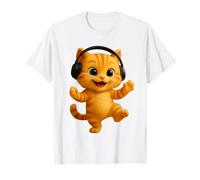 Simpatico Gatto Che Balla alla Musica, Adorabile Leone Animato Il Gatto Maglietta