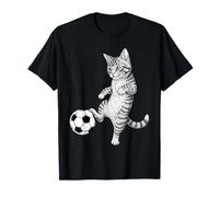 Simpatico Gatto Che Gioca a Pallone da Calcio Maglietta