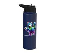 Simpatico gatto che suona il flauto per gli amanti del gattino e del flauto Stainless Steel Insulated Water Bottle