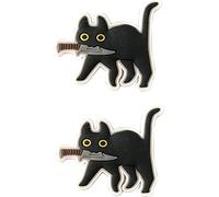 Simpatico gatto con coltello 3D PVC gomma patch, gatto morso coltello divertente cartone animato tattico bracciale distintivo emblema applique (d)