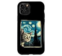 Simpatico gatto curioso di Van Gogh Notte stellata Custodia per iPhone 11 Pro