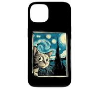 Simpatico gatto curioso di Van Gogh Notte stellata Custodia per iPhone 13