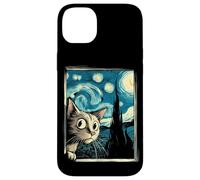 Simpatico gatto curioso di Van Gogh Notte stellata Custodia per iPhone 14 Plus