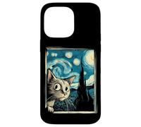 Simpatico gatto curioso di Van Gogh Notte stellata Custodia per iPhone 14 Pro Max