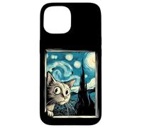 Simpatico gatto curioso di Van Gogh Notte stellata Custodia per iPhone 15