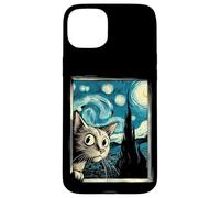 Simpatico gatto curioso di Van Gogh Notte stellata Custodia per iPhone 15 Plus