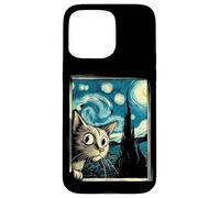 Simpatico gatto curioso di Van Gogh Notte stellata Custodia per iPhone 15 Pro Max