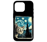Simpatico gatto curioso di Van Gogh Notte stellata Custodia per iPhone 16 Pro