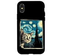 Simpatico gatto curioso di Van Gogh Notte stellata Custodia per iPhone X/XS