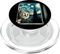 Simpatico gatto curioso di Van Gogh Notte stellata PopSockets PopGrip per MagSafe