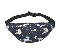 Simpatico gatto doodle astronauti fluttuanti nello spazio modello cosmico per correre per donna e uomo a tracolla