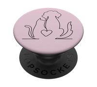 Simpatico gatto e cane coccole per proprietari di animali domestici gattini amanti dei cuccioli PopSockets PopGrip Adesivo