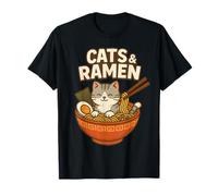 Simpatico gatto e ramen zuppa di noodle divertente amico felino kawaii Maglietta