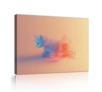 simpatico gatto e rosa tela di canapa arte della parete stravagante poster pittura felina sognante stampe di animali moderni murales unici per camera da letto nursery decor 50x70cm telaio interno