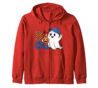 Simpatico Gatto Fantasma con zucche per Halloween, Donne, Uomini, Bambini Felpa con Cappuccio