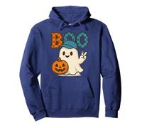 Simpatico Gatto Fantasma con zucche per Halloween, Donne, Uomini, Bambini Felpa con Cappuccio