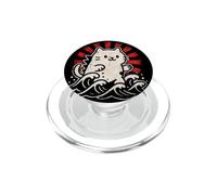 Simpatico gatto giapponese ondulato - Kawaii Lucky Kitty Retro Ris PopSockets PopGrip per MagSafe