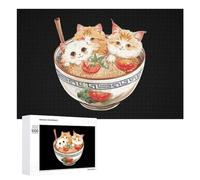 Simpatico gatto giapponese ramen tagliatelle divertenti puzzle in legno pittura arte pittura puzzle decorazione regali 300/500/1000 pezzi