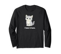 Simpatico Gatto I Hate It Here Kitty Regali Divertenti per colleghi Maglia a Manica