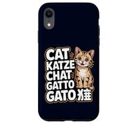 Simpatico gatto in diverse lingue divertente per amanti dei gatti mamme e papà Custodia per iPhone XR