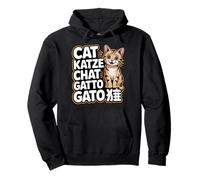 Simpatico Gatto in Diverse Lingue Divertente per Amanti dei Gatti Mamme e papà Felpa con Cappuccio