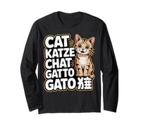 Simpatico Gatto in Diverse Lingue Divertente per Amanti dei Gatti Mamme e papà Maglia a Manica