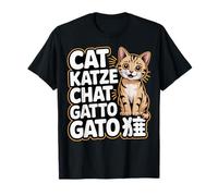 Simpatico Gatto in Diverse Lingue Divertente per Amanti dei Gatti Mamme e papà Maglietta