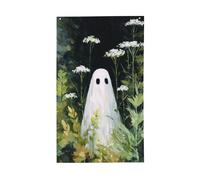 Simpatico gatto in un cappello da sole bandiere per la casa del cortile dei cartoni animati, striscione di auguri con occhielli per interni ed esterni, decorazioni per la casa