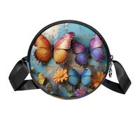 Simpatico gatto indossare rosa fiocco cerchio borsa con cerniera borsa a tracolla con tracolla regolabile per donne ragazze, Colore235, 7x1.8 in