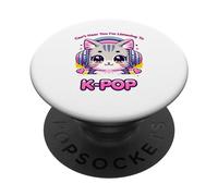 Simpatico gatto kawaii che ascolta K-Pop PopSockets PopGrip Adesivo