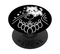 Simpatico gatto kawaii che gioca a bowling PopSockets PopGrip Adesivo