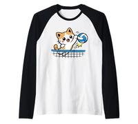 Simpatico Gatto Kawaii Che Gioca a pallavolo Maglia con Maniche Raglan