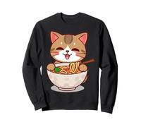 Simpatico gatto kawaii che mangia una ciotola di ramen Felpa