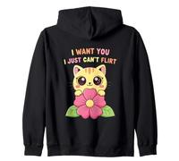 Simpatico Gatto Kawaii | Ti Voglio Non Posso flirtare Felpa con Cappuccio