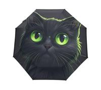 Simpatico Gatto Magico Nero Ombrello Pieghevole Automatico Ombrelli Antivento Protezione UV da Viaggio per Bambini Ragazzi Ragazze