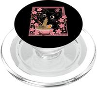Simpatico gatto mangiando ramen stile giapponese Food Art Design PopSockets PopGrip per MagSafe