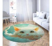 Simpatico gatto mistico animale 90cm tappeto rotondo per ingresso lavabile ultra sottile cerchio astratto area tappeti per soggiorno camera da letto cucina