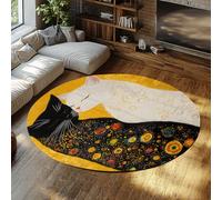 Simpatico gatto mistico rotondo ingresso tappeto lavabile ultra sottile pittura a olio vintage Boho Circlecarpet per camera da letto soggiorno dormitorio cucina 140cm
