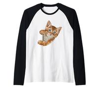 Simpatico Gatto nello Zaino Maglia con Maniche Raglan