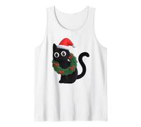 Simpatico Gatto Nero Natale Corona Babbo Natale Cappello Vacanza Kitty Art Canotta
