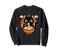 Simpatico Gatto Nero Ramen Bowl Kawaii Noodle Lover Art Graphic Felpa