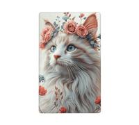 Simpatico gatto pastello con corona floreale singola levetta vuota piastra da parete copertura interruttore luce decorativo 1 banda per cucina camera bagno dimensioni 11,4 x 7 cm