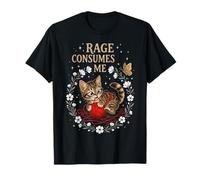 Simpatico Gatto Rabbia Mi consuma Divertente Gattino Fiore Maglietta