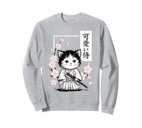 Simpatico Gatto Samurai Kawaii - Sakura Giapponese Felpa