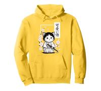 Simpatico Gatto Samurai Kawaii - Sakura Giapponese Felpa con Cappuccio