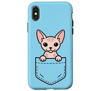 Simpatico gatto Sphynx Pocket Pal divertente senza peli Sphynx Custodia per iPhone X/XS