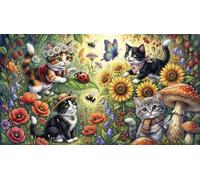 Simpatico Gatto tra i Fiori Puzzle 1000 Pezzi,Idea Regalo,Decorazione Casa,Cartone Di Qualità,Sfida Impossibile,Gioco Educativo,Adulti E Ragazzi,dai 14 Anni,Antistress 70x50cm