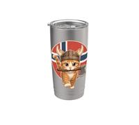 Simpatico gatto vichingo bandiera norvegese Odino Valhalla mitologia norrena Bicchiere termico in acciaio inox doppia parete