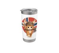 Simpatico gatto vichingo bandiera norvegese Odino Valhalla mitologia norrena Bicchiere termico in acciaio inox doppia parete